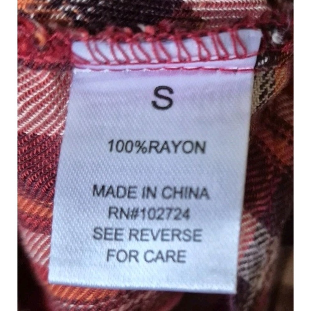 Hester & Orchard Shirt Women's Small 3/4 Sleeve Western  Button Down Red Plaid - Picture 4 of 5